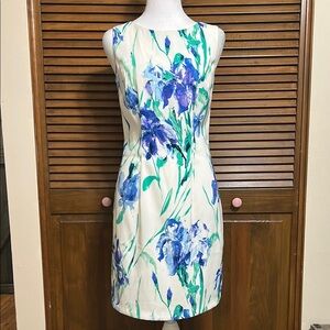 Alyx White, Purple, Green Sheath Sleeveless Summer Sheath Dress Size 4
